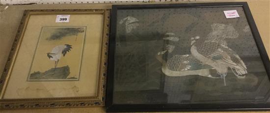Two Chinese paintings on silk of birds